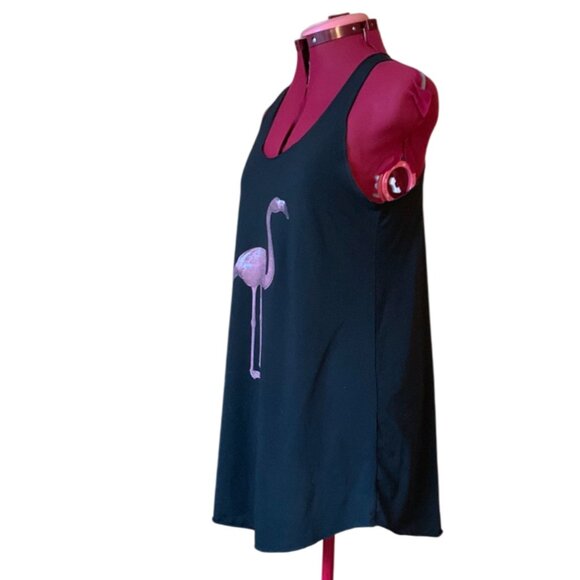 ANANAS AND BANANAS - Black Tank Dress with Pink Flamingo - Picture 3 of 11